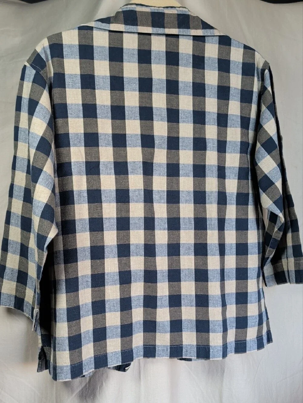 Embroidered Blue & White Gingham Button Shirt Set Grannycore Leisure Wear